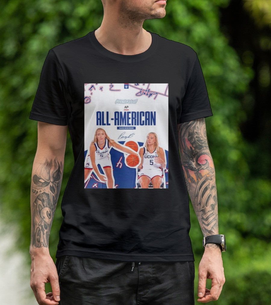 Paige Bueckers UConn Huskies AP All-American Signature Basketball T-Shirt