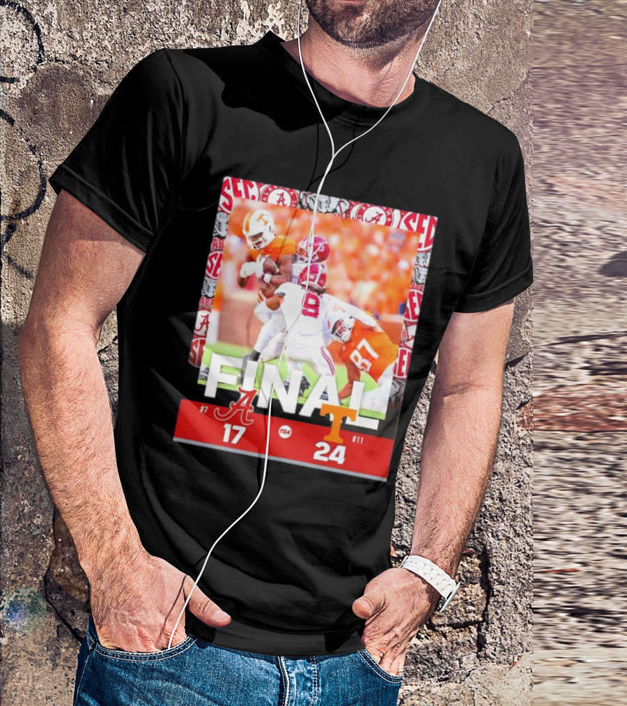 Final Score Alabama Crimson Tide 17 Tennessee Volunteers 24 T-Shirt