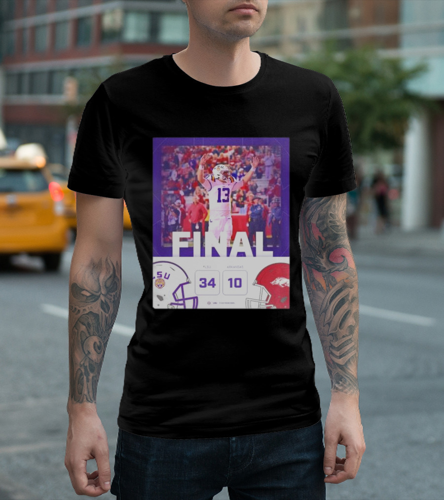 Final Score LSU Tigers 34-10 Arkansas Razorbacks Victory T-Shirt