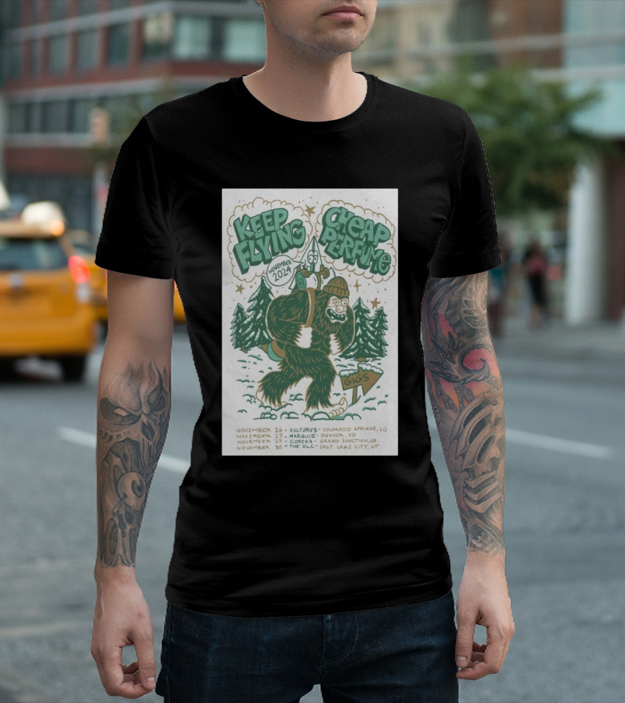 Keep Flying and Cheap Perfume November 2024 Tour Colorado Springs Denver Grand Junction Salt Lake City Gigs T-Shirt