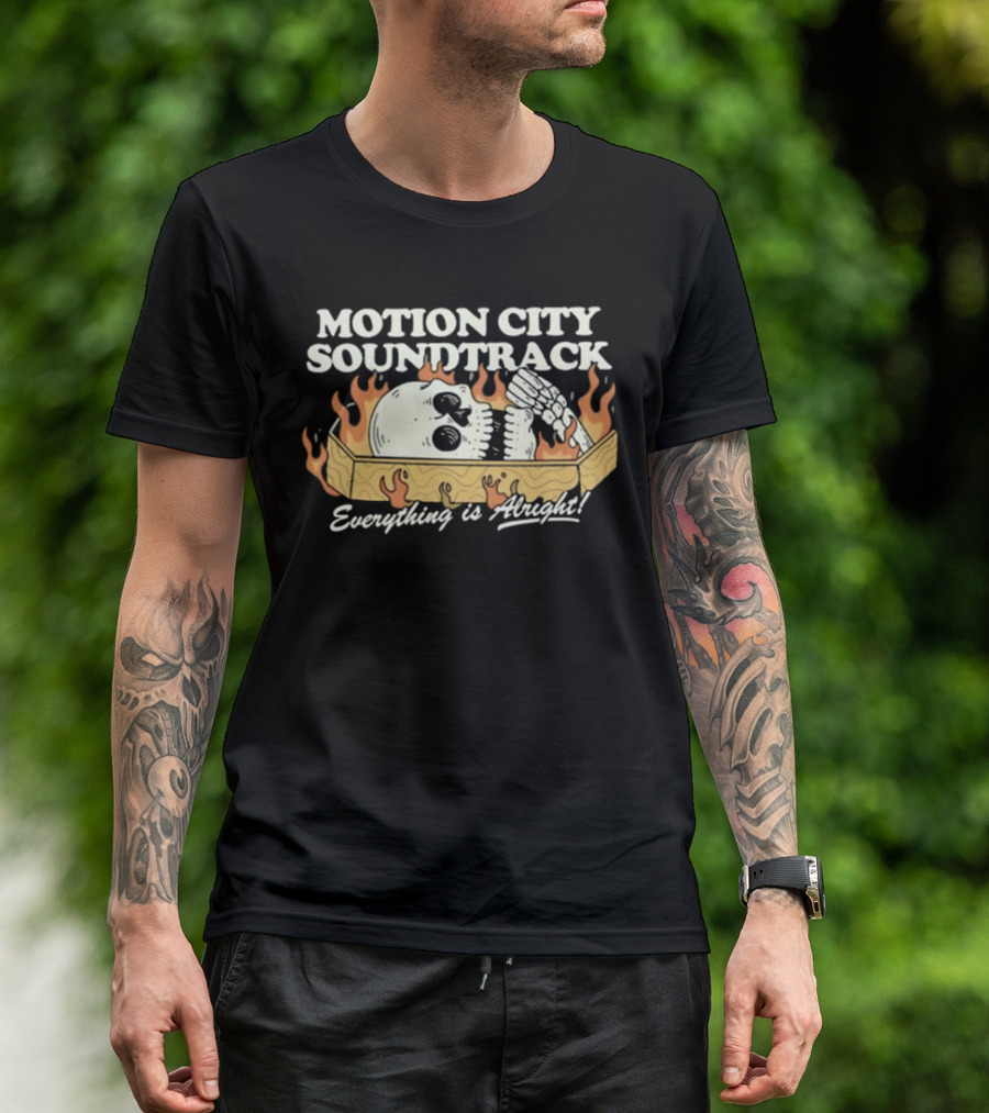 Motion City Soundtrack Everything Is Alright Coffin Skull Flames T-Shirt