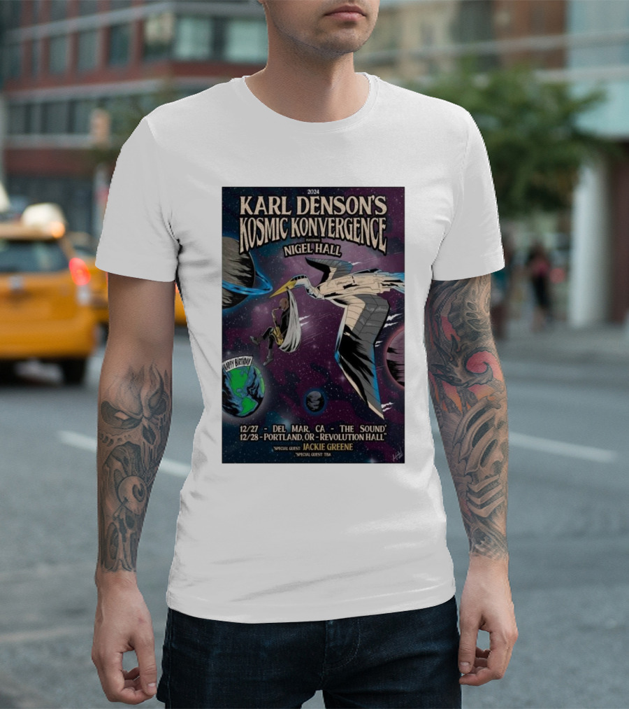 Karl Denson’s Kosmic Konvergence Featuring Nigel Hall with Jackie Greene 2024 Tour 27-28 December Del Mar CA and Portland OR T-Shirt