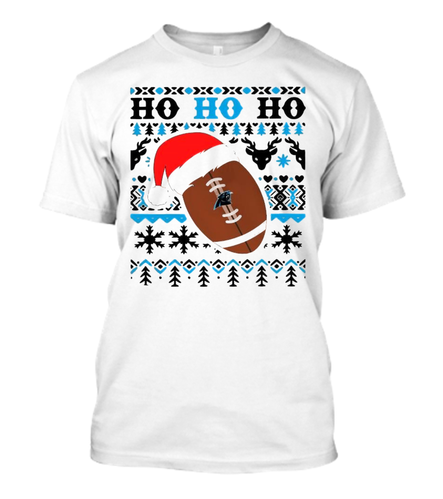 Carolina Panthers Ho Ho Ho Football Santa Christmas 2024 NFL T-Shirt