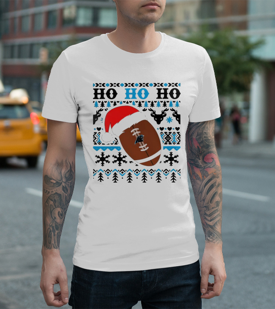 Carolina Panthers Ho Ho Ho Football Santa Christmas 2024 NFL T-Shirt