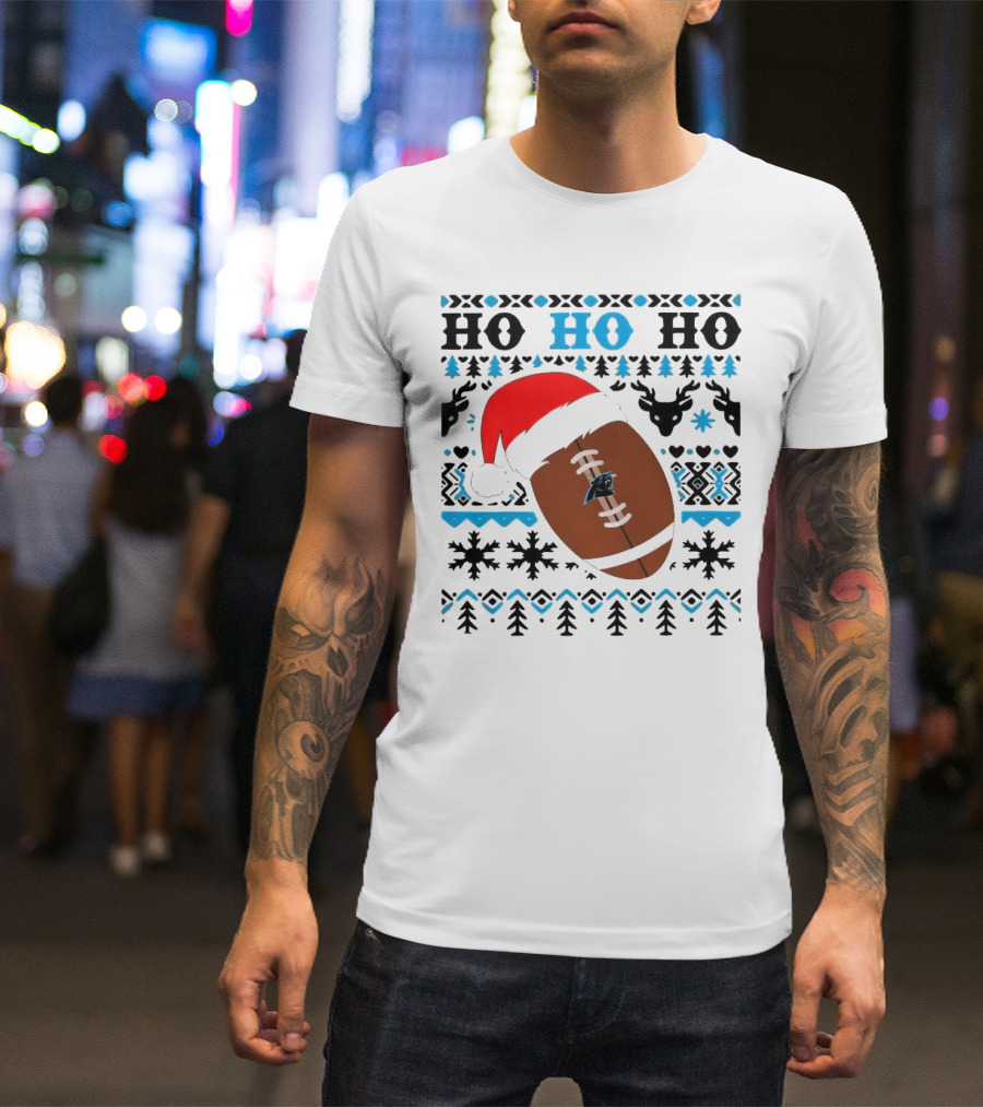 Carolina Panthers Ho Ho Ho Football Santa Christmas 2024 NFL T-Shirt