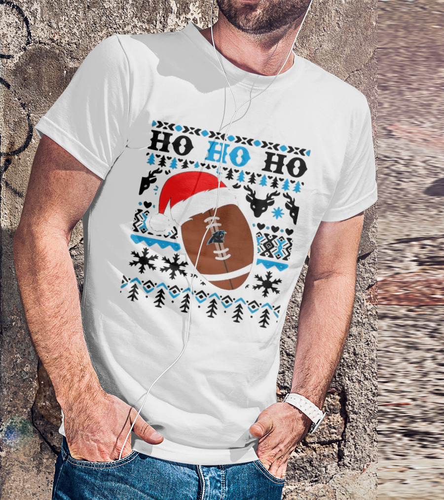 Carolina Panthers Ho Ho Ho Football Santa Christmas 2024 NFL T-Shirt