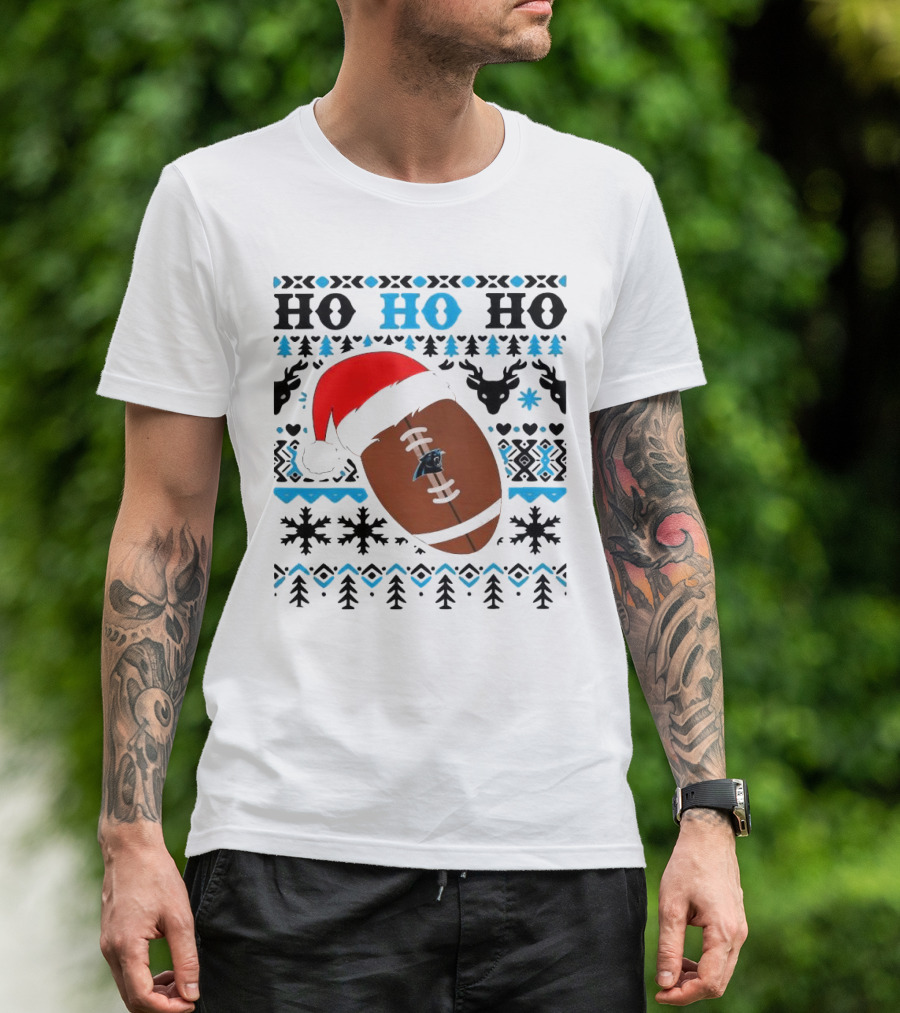 Carolina Panthers Ho Ho Ho Football Santa Christmas 2024 NFL T-Shirt