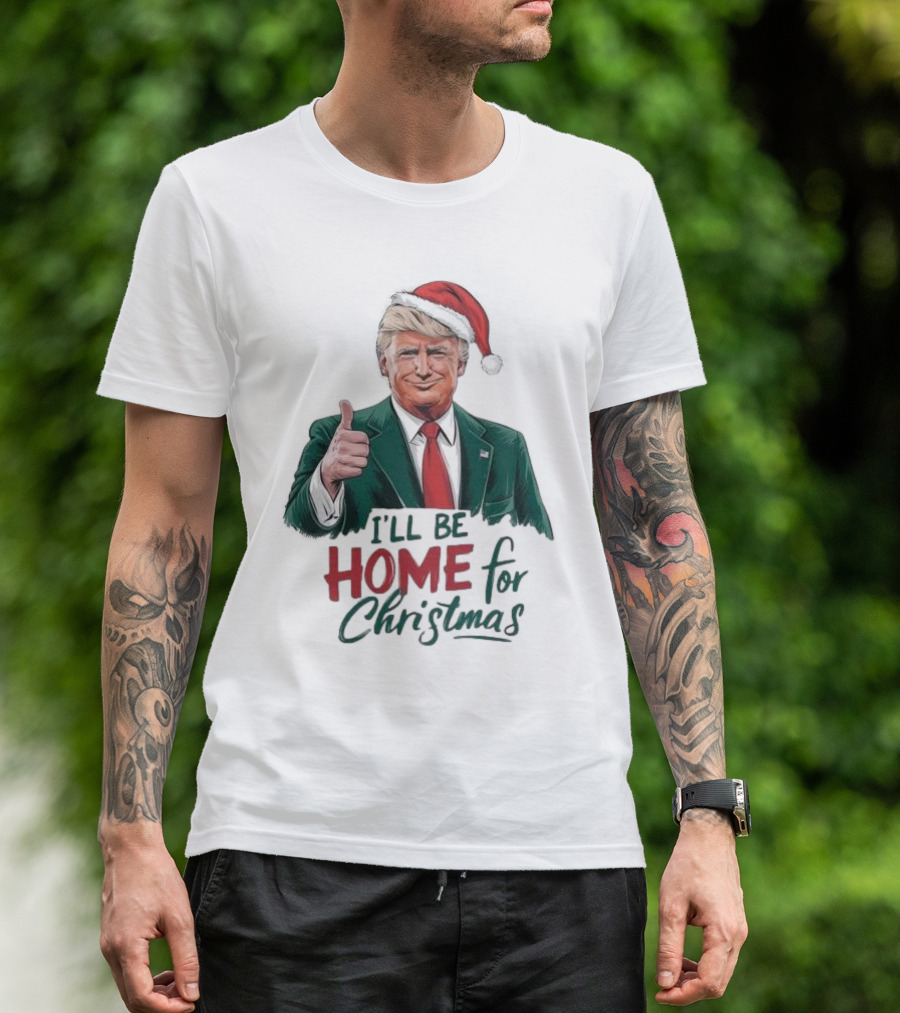 Trump Santa Thumbs Up I'll Be Home For Christmas T-Shirt