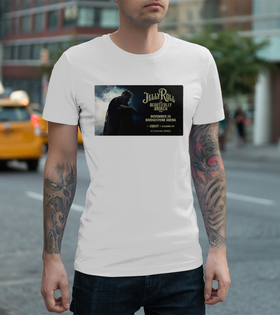 Jelly Roll The Beautifully Broken Tour Bridgestone Arena Nashville November 26 With Ernest And Alexandra Kay T-Shirt
