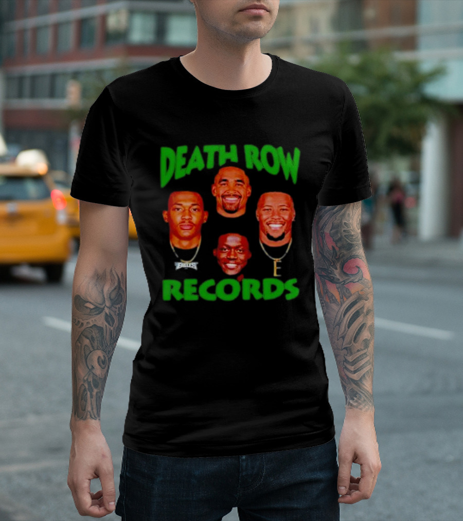 Philadelphia Eagles Death Row Records AJ Brown Jalen Hurts Devonta Smith Saquon Barkley T-Shirt