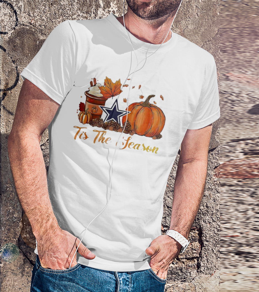 Dallas Cowboys Tis The Season Pumpkin Latte Autumn Decor T-Shirt