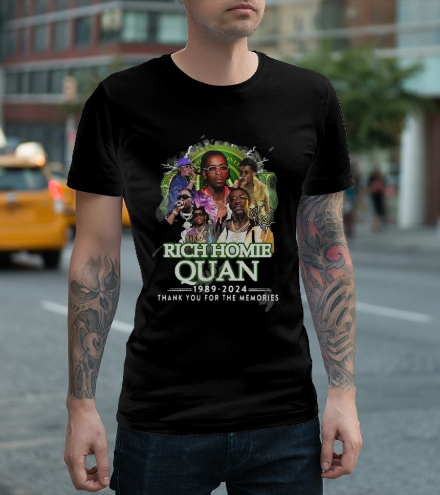 Rich Homie Quan 1989-2024 Thank You For The Memories Signature Collage T-Shirt