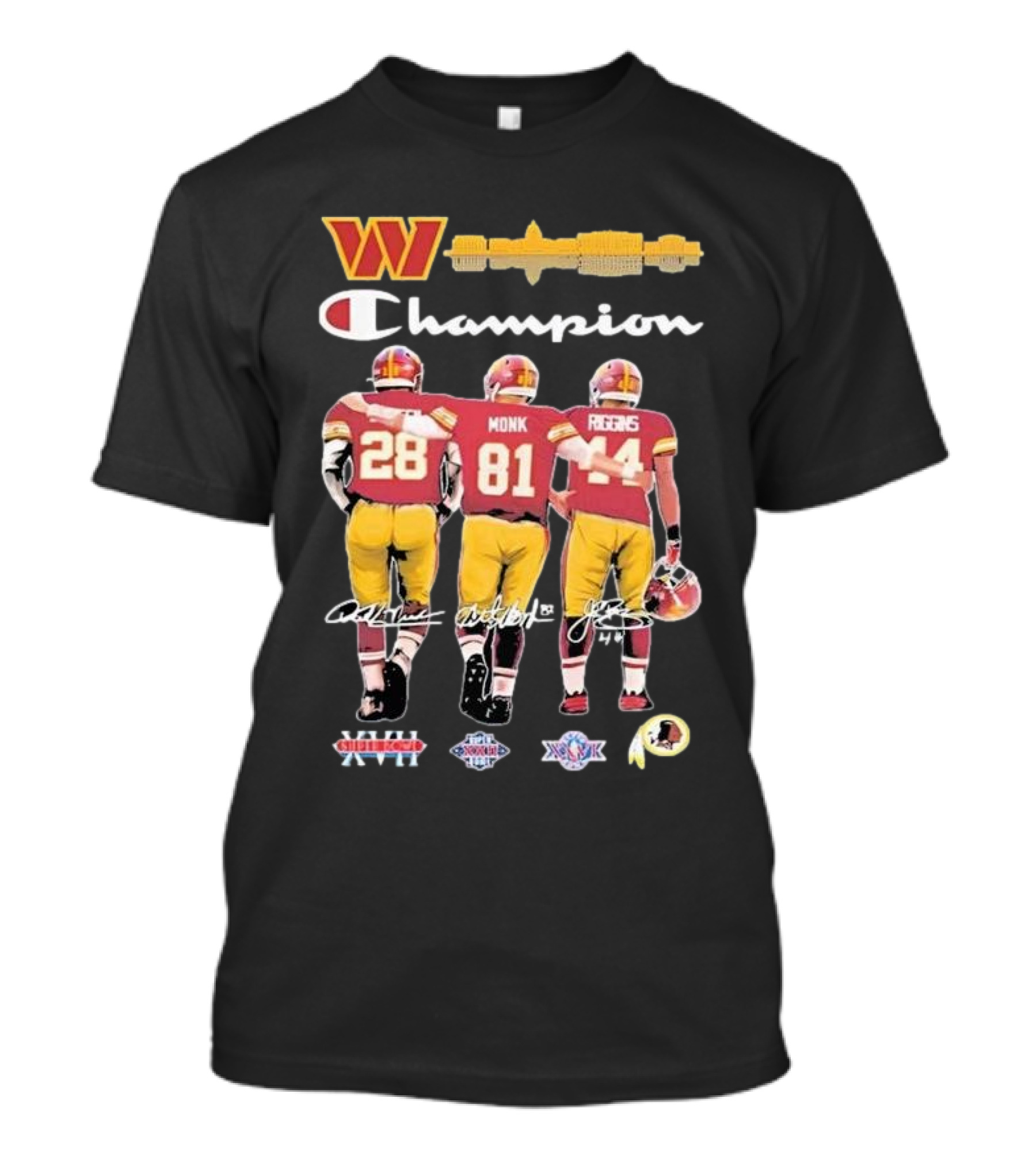 Washington Commanders Champion Monk Rigins Smith Super Bowl T-Shirt
