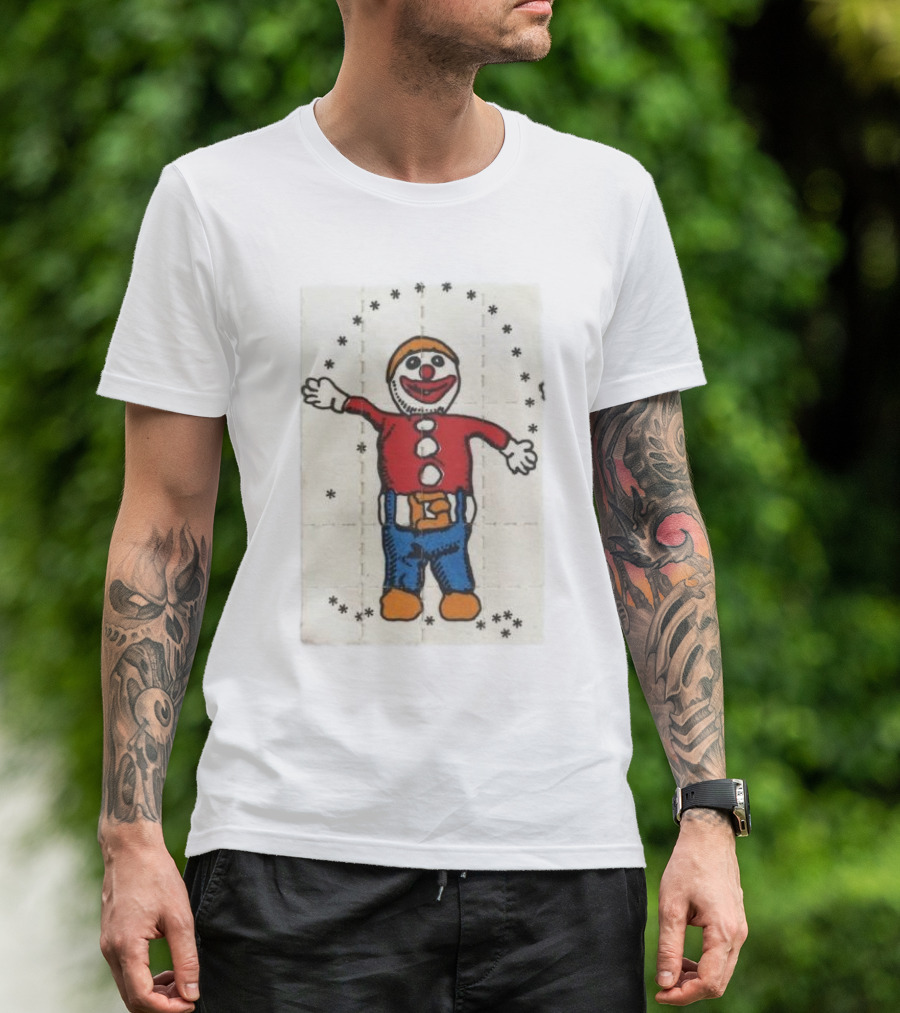 Psychedelic Acid Clown With Happy Expression Surrounded By Stars T-Shirt