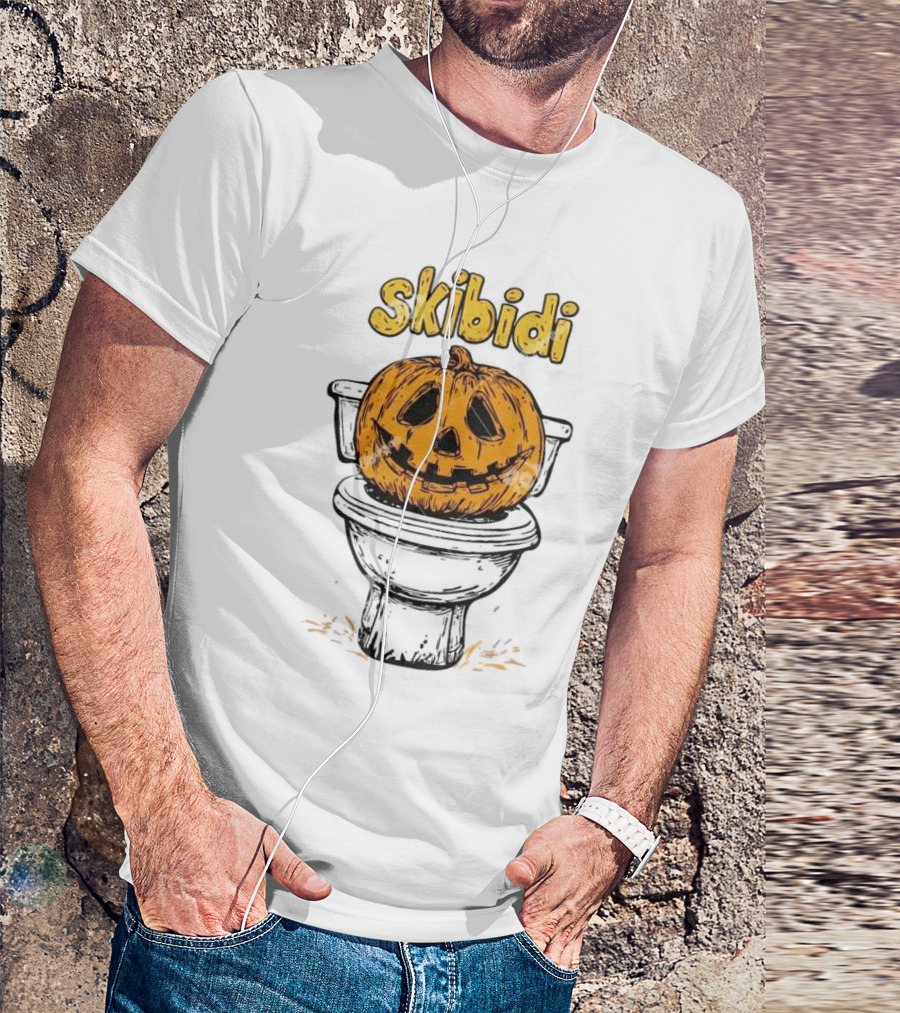 Skibidi Pumpkin On Toilet Jack-o'-Lantern T-Shirt