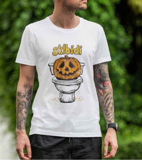Skibidi Pumpkin On Toilet Jack-o'-Lantern T-Shirt