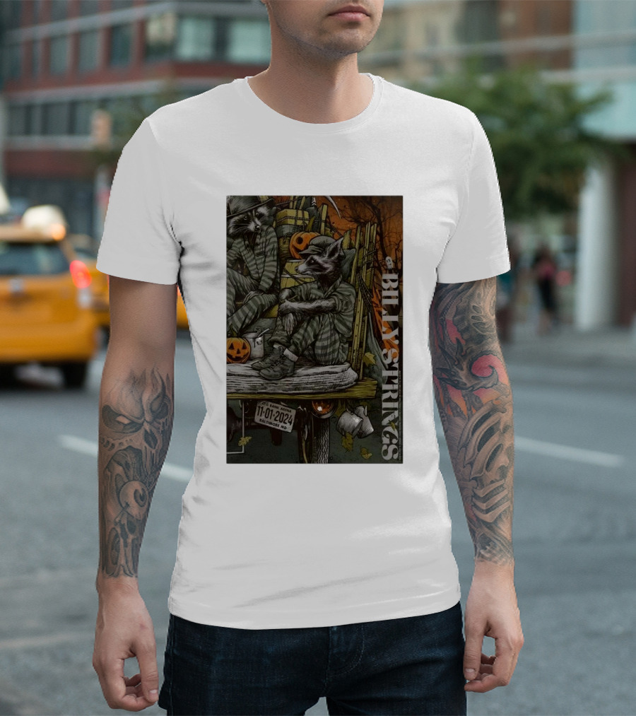 Billy Strings CFG Bank Arena Baltimore MD Nov 01 2024 Halloween Raccoon T-Shirt