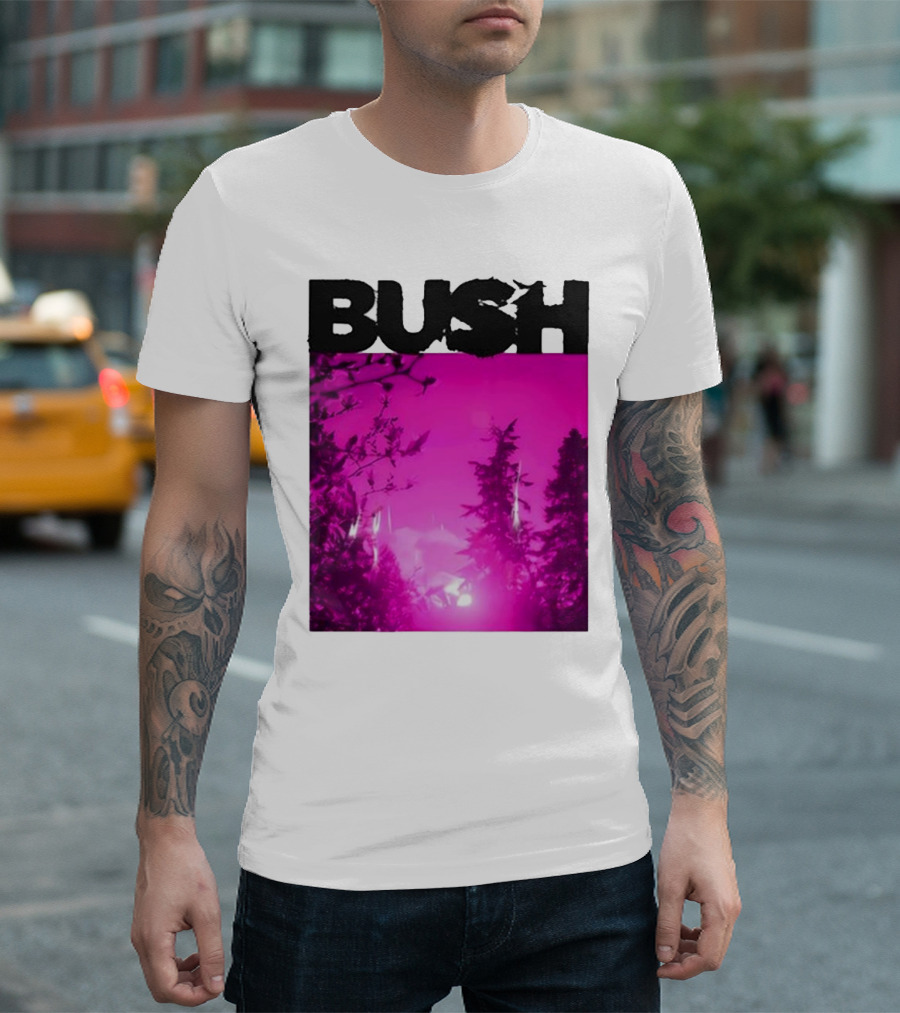 Bush Loaded Album 2024 Forest Silhouette Pink Sky T-Shirt