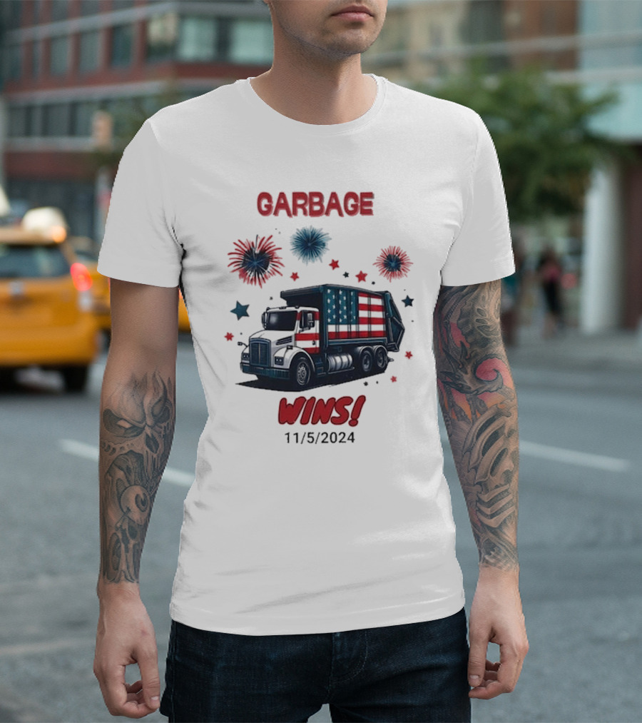 Garbage Truck Wins 11/5/2024 Patriotic Fireworks T-Shirt