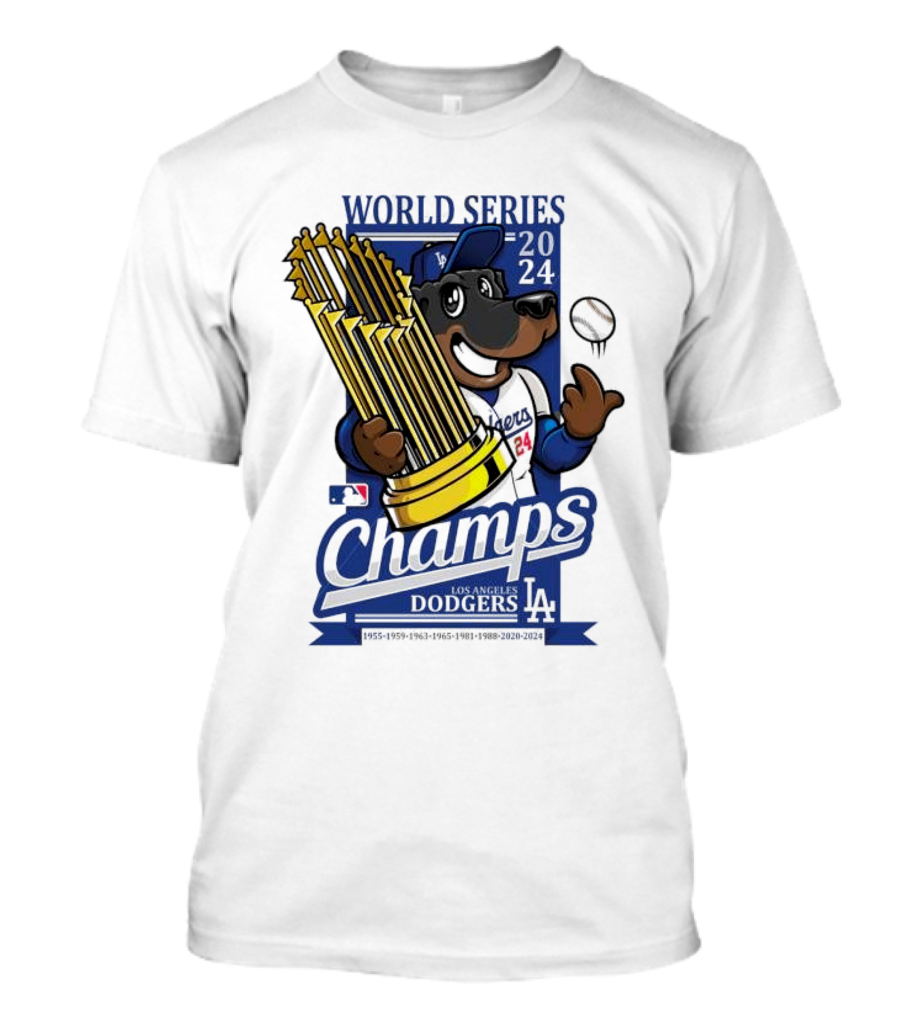 World Series 2024 Los Angeles Dodgers Champs Dog Mascot T-Shirt