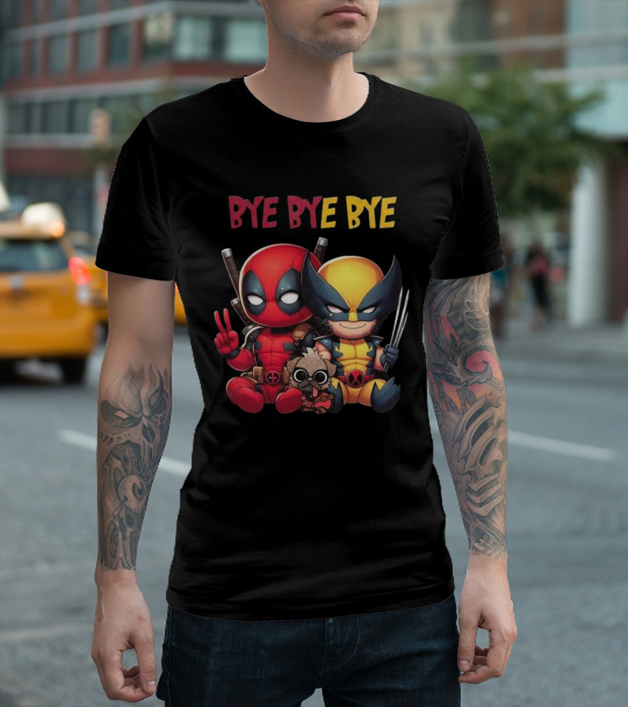 Deadpool Wolverine Bye Bye Bye Best Song For Hero Cute Chibi T-Shirt