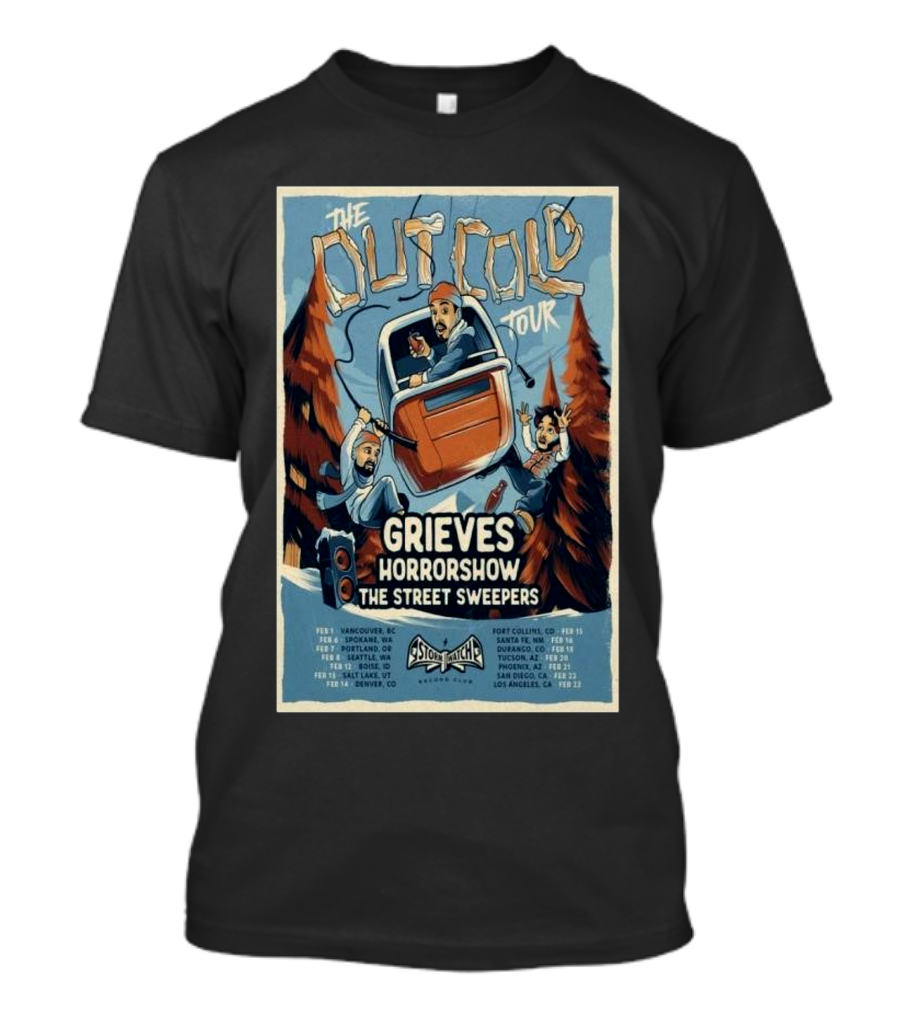The Out Cold Tour Grieves Horrorshow The Street Sweepers 2025 T-Shirt