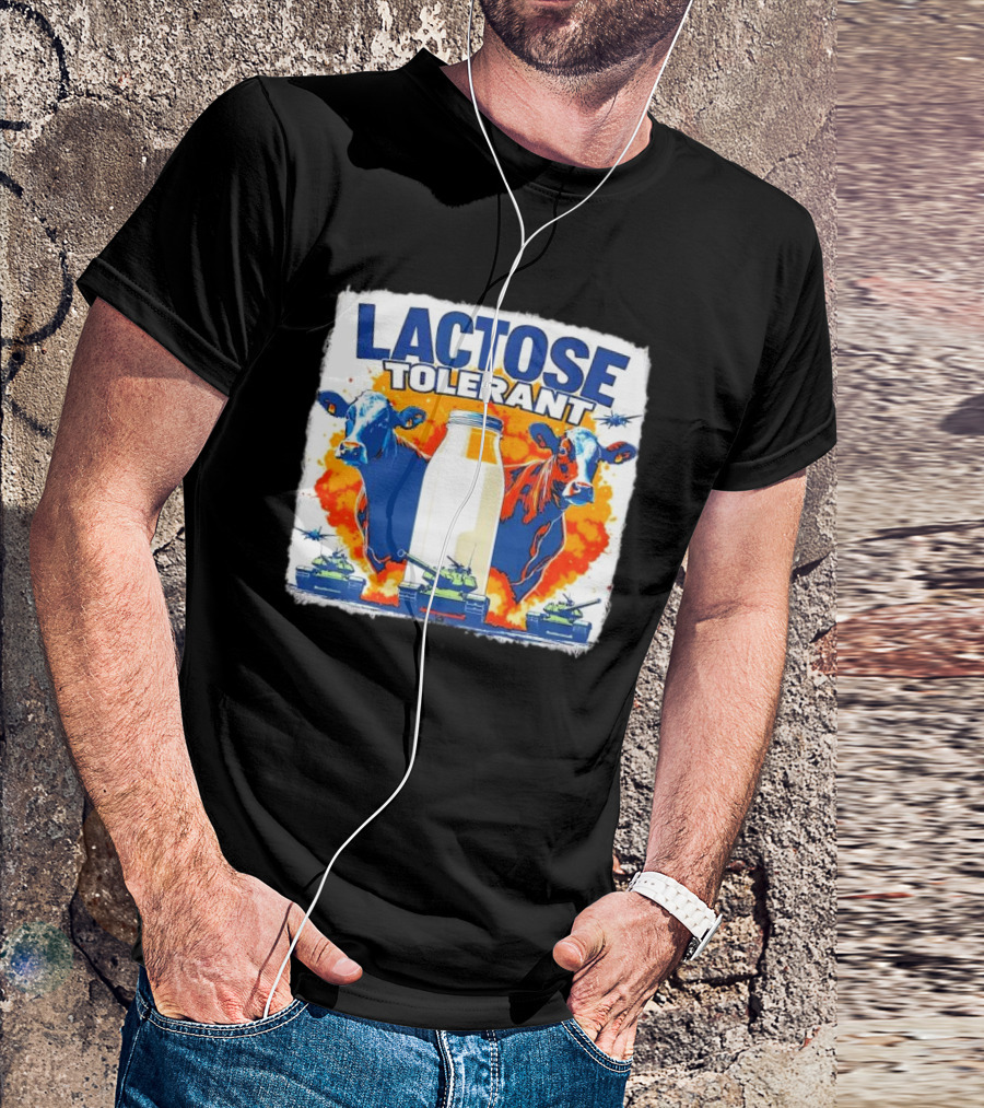 LACTOSE TOLERANT Milk Defense With Cows And Tanks T-Shirt