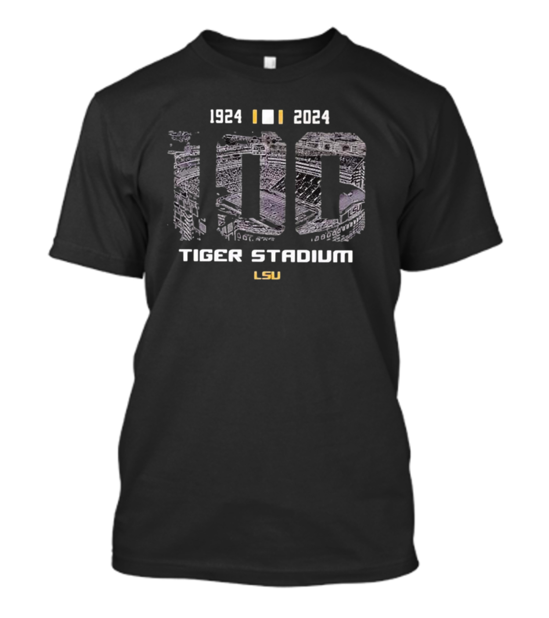 1924-2024 Tiger Stadium LSU 100 Years Football T-Shirt
