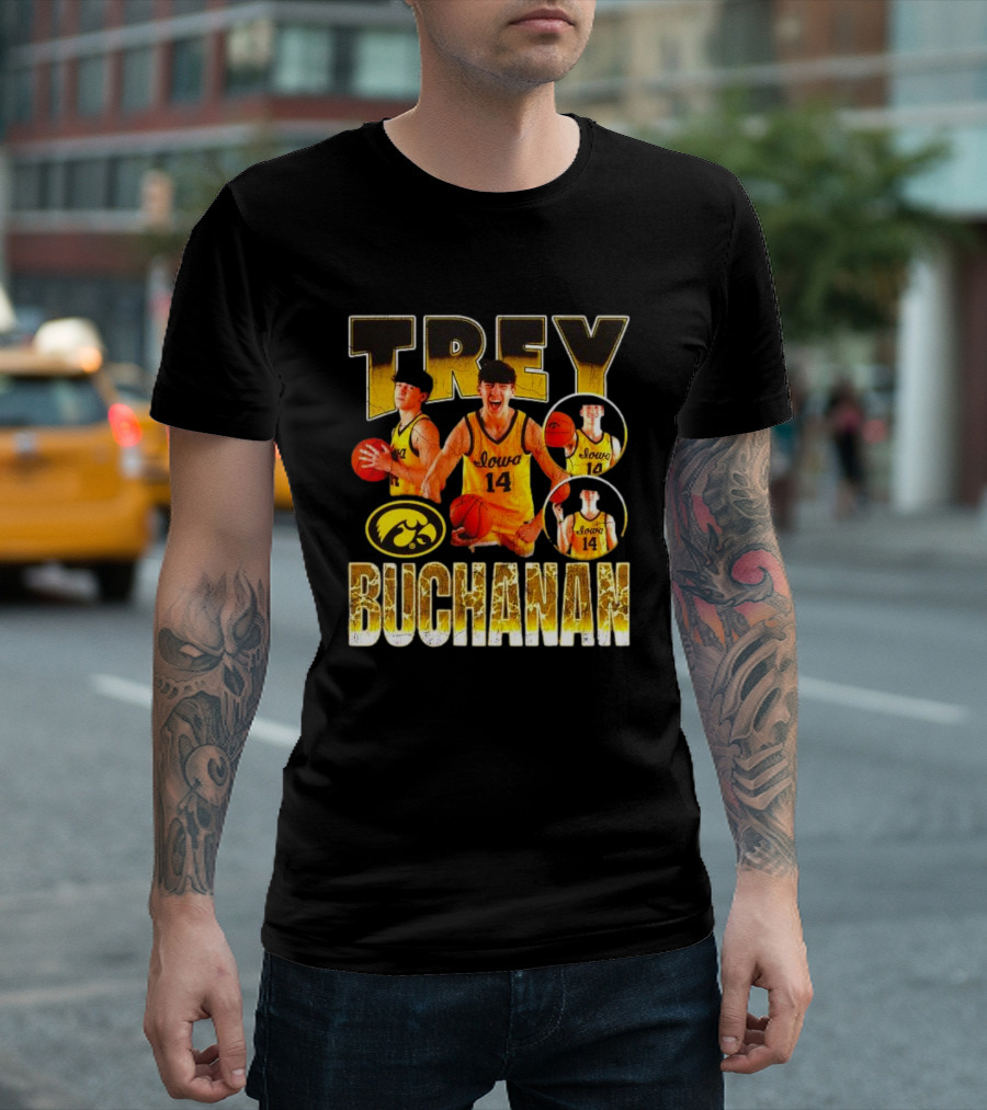 Trey Buchanan Iowa Hawkeyes Basketball Team Retro Jersey Number 14 T-Shirt