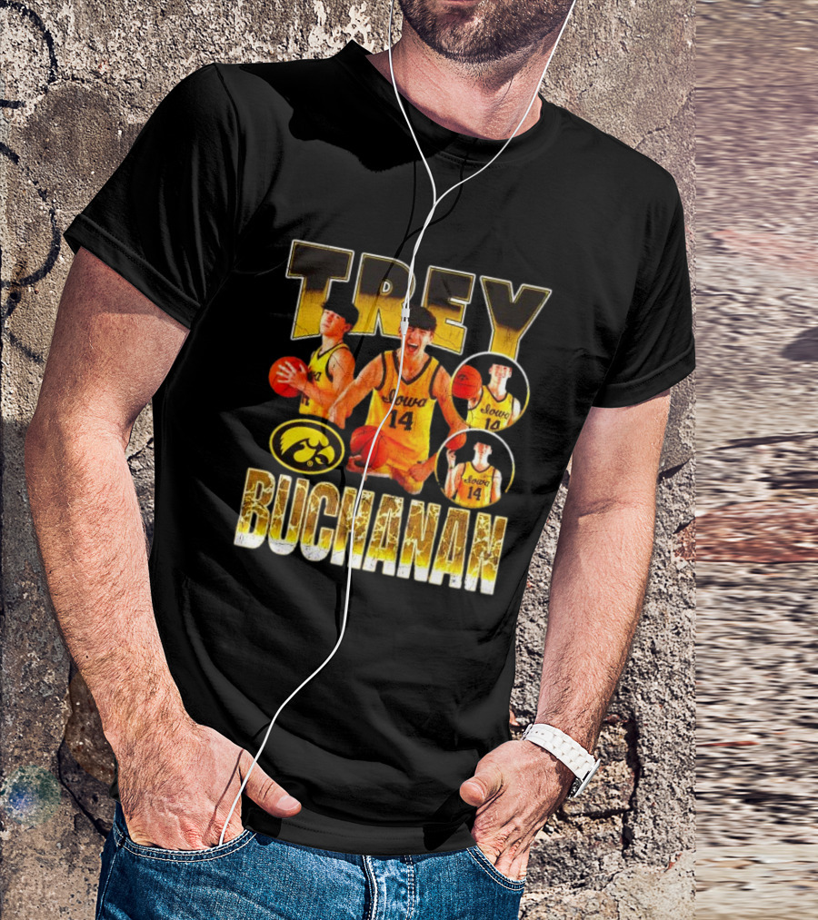 Trey Buchanan Iowa Hawkeyes Basketball Team Retro Jersey Number 14 T-Shirt