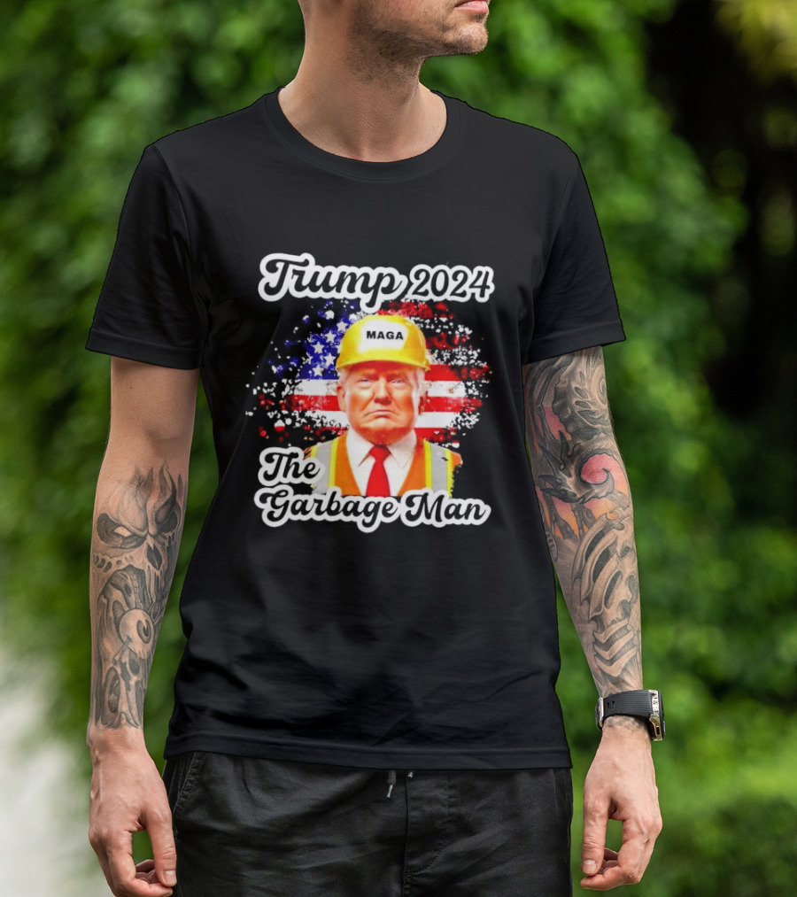 Trump 2024 MAGA The Garbage Man USA Flag T-Shirt