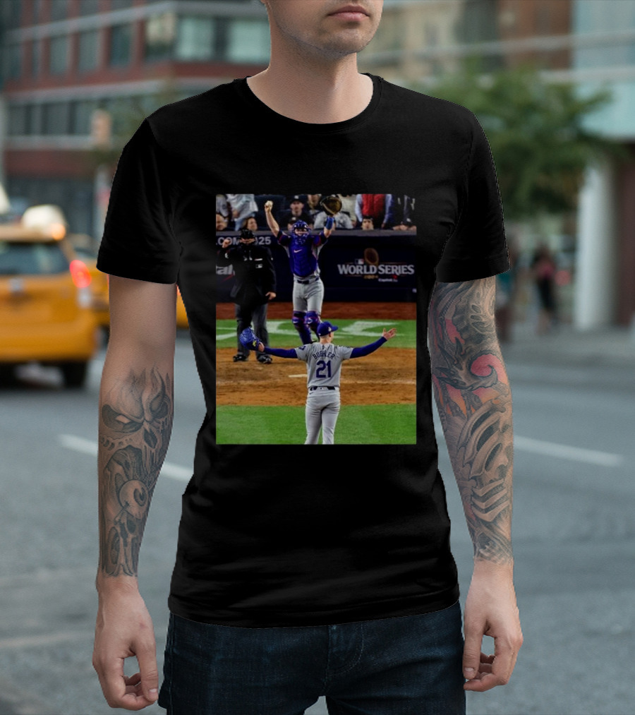 Walker Buehler Celebration World Series Champions 2024 Dodgers Victory T-Shirt