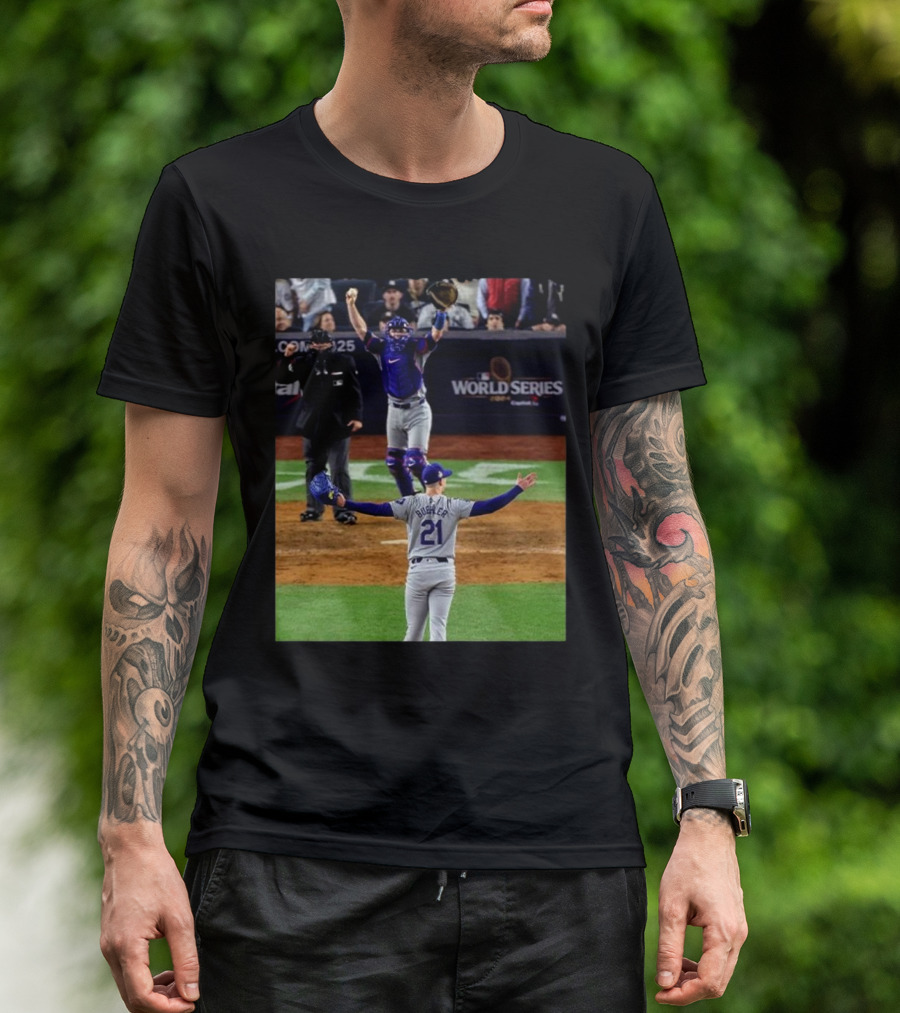 Walker Buehler Celebration World Series Champions 2024 Dodgers Victory T-Shirt