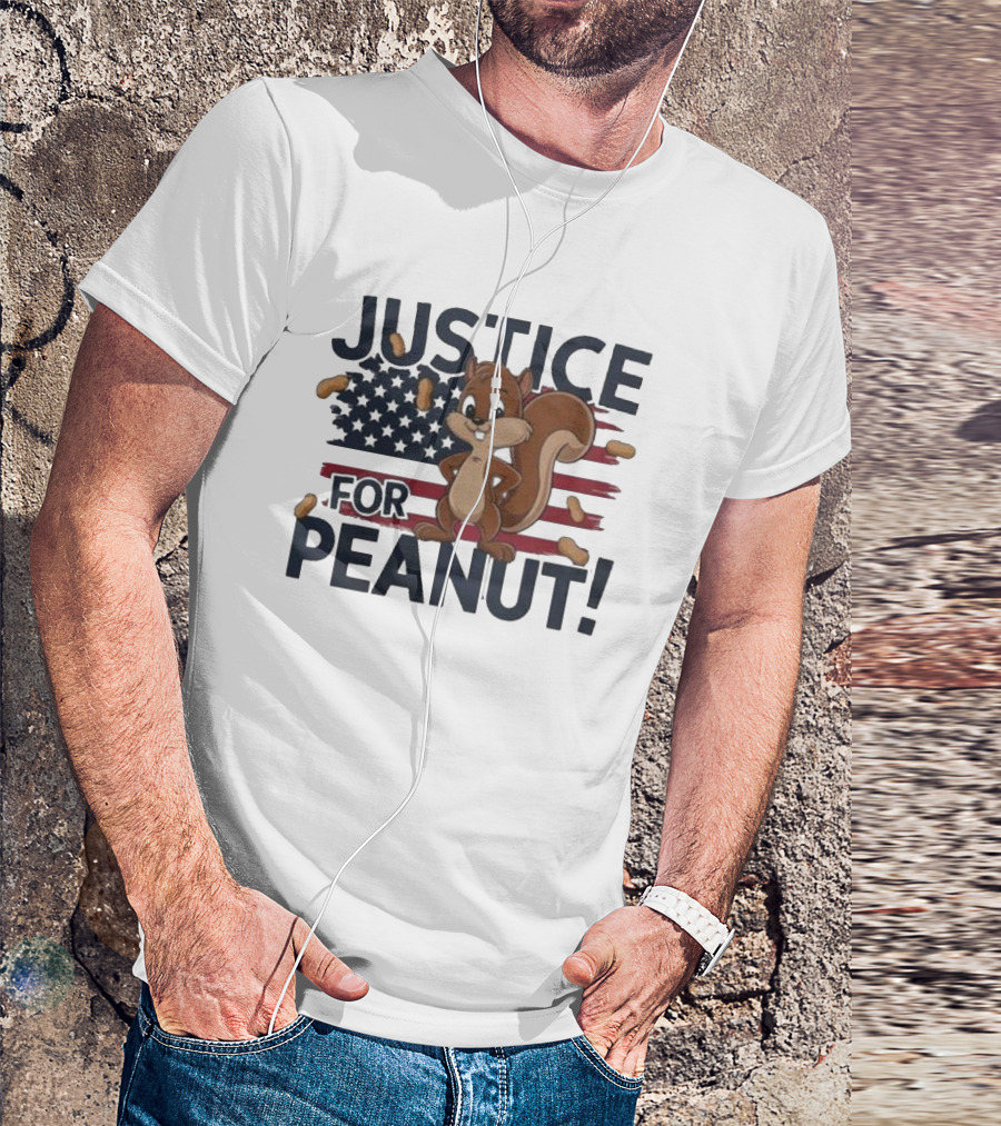 Justice For Peanut The Squirrel American Flag Peanuts T-Shirt