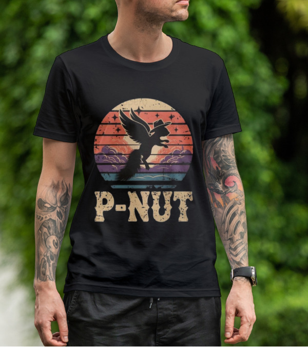 P-Nut Flying Squirrel In Hat With Sunset Sky Justice For Peanut T-Shirt