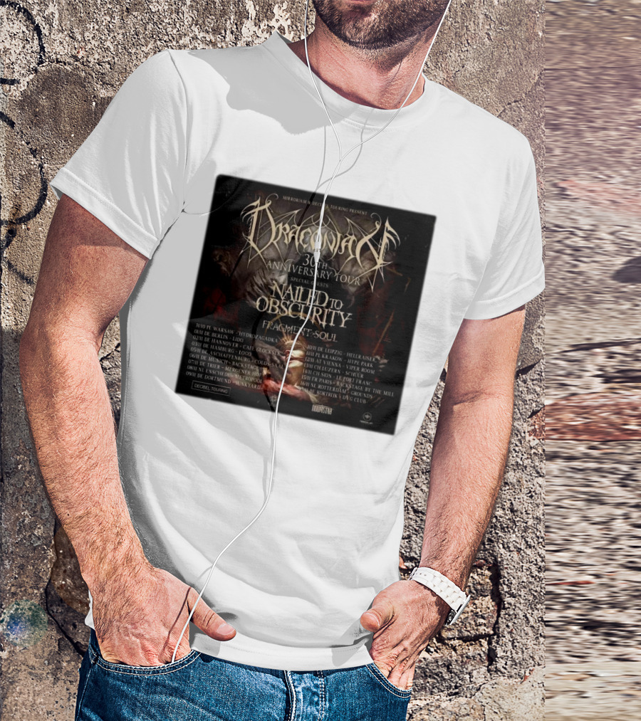 Draconian 30th Anniversary Tour Special Guests Nailed To Obscurity Fragment Soul T-Shirt