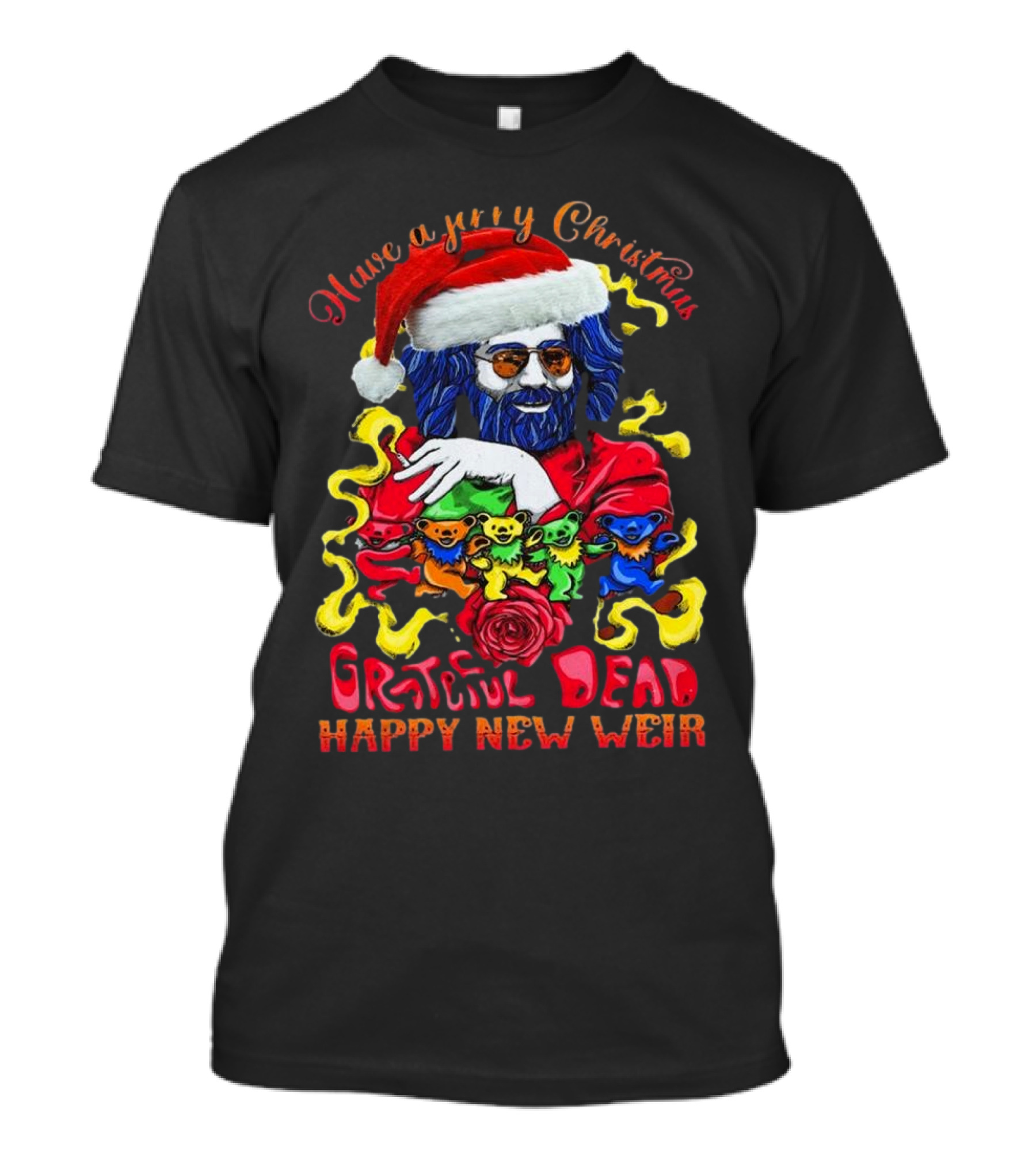 Have A Jerry Christmas Grateful Dead Happy New Weir 2024 Psychedelic Bears Santa Hat T-Shirt