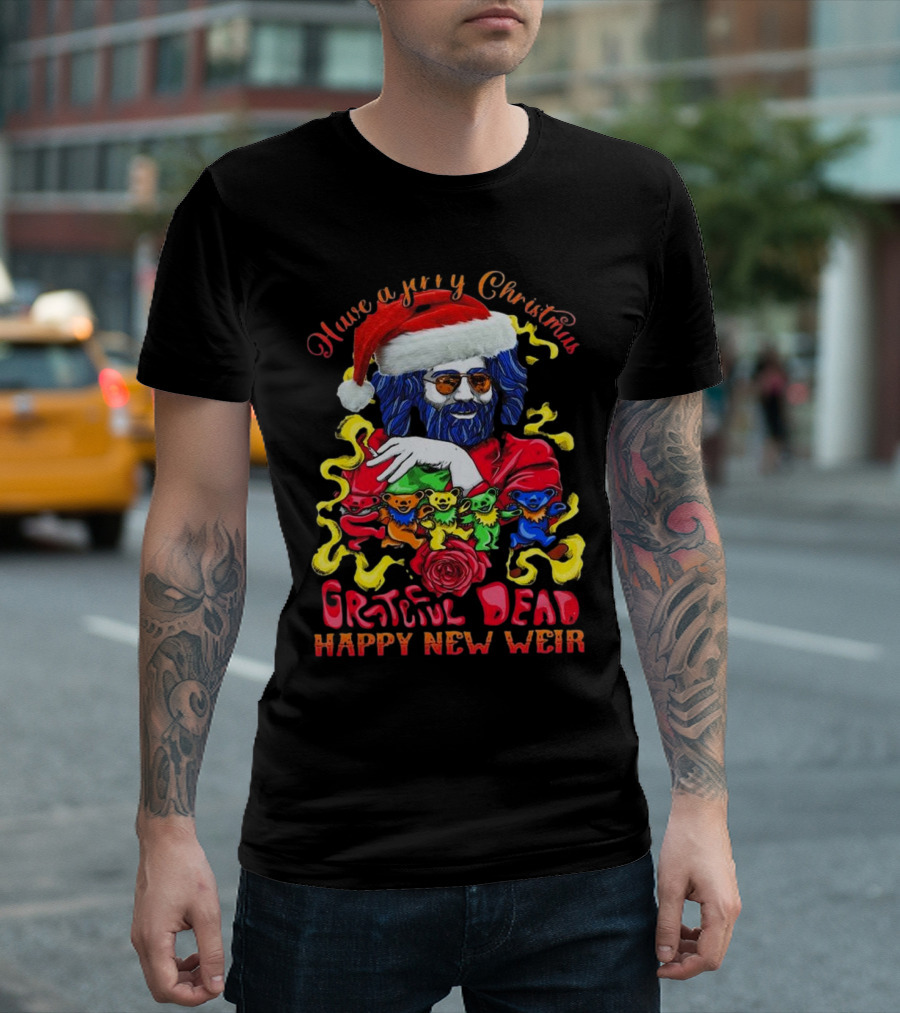 Have A Jerry Christmas Grateful Dead Happy New Weir 2024 Psychedelic Bears Santa Hat T-Shirt