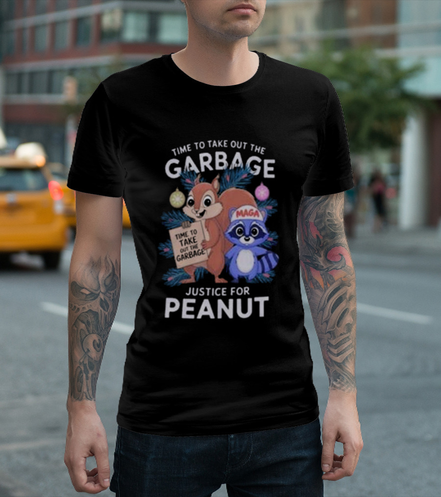 Time To Take Out The Garbage Justice For Peanut MAGA Raccoon And Squirrel T-Shirt