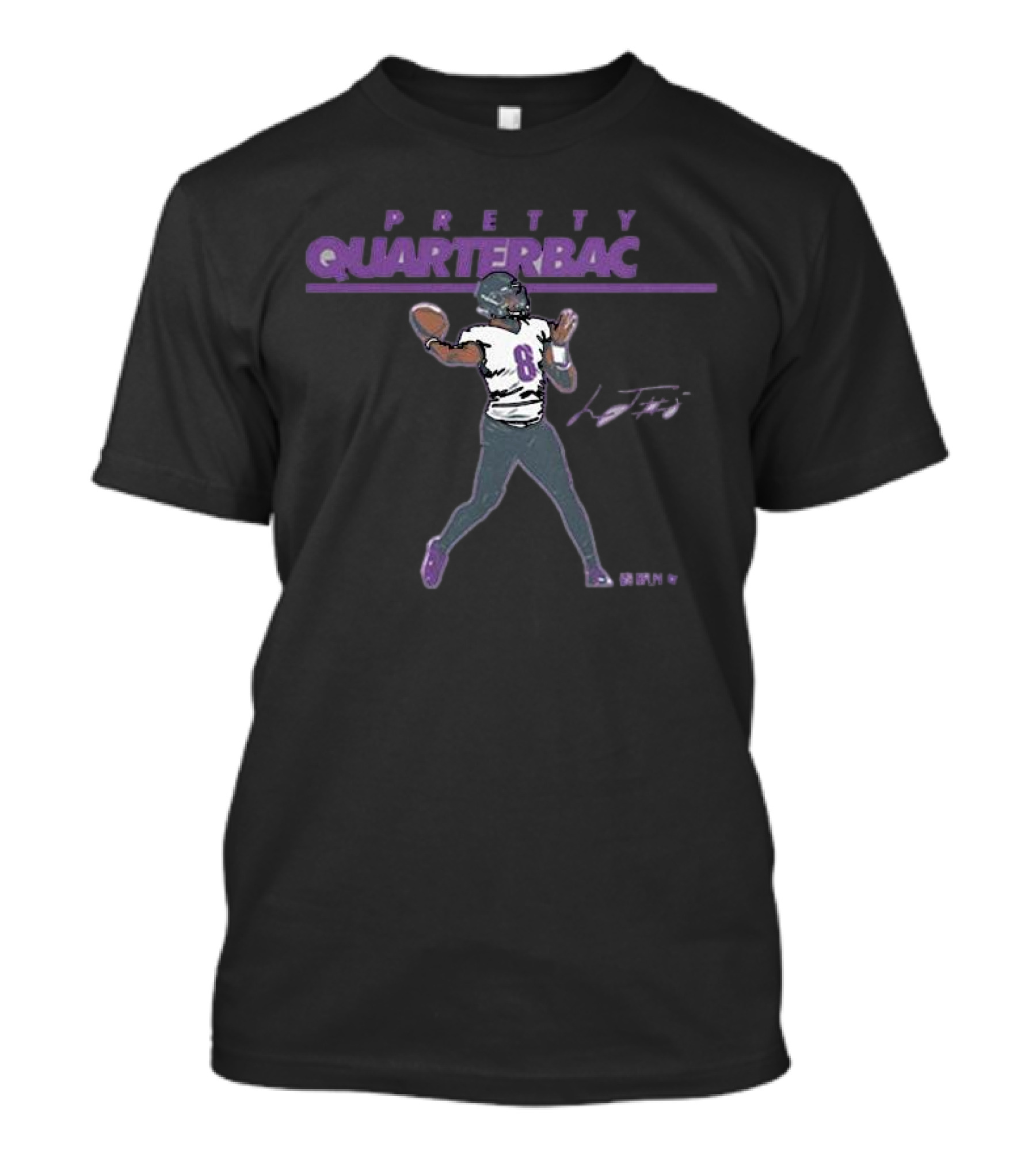 Lamar Jackson Pretty Quarterbac Purple Style Football Number 8 T-Shirt