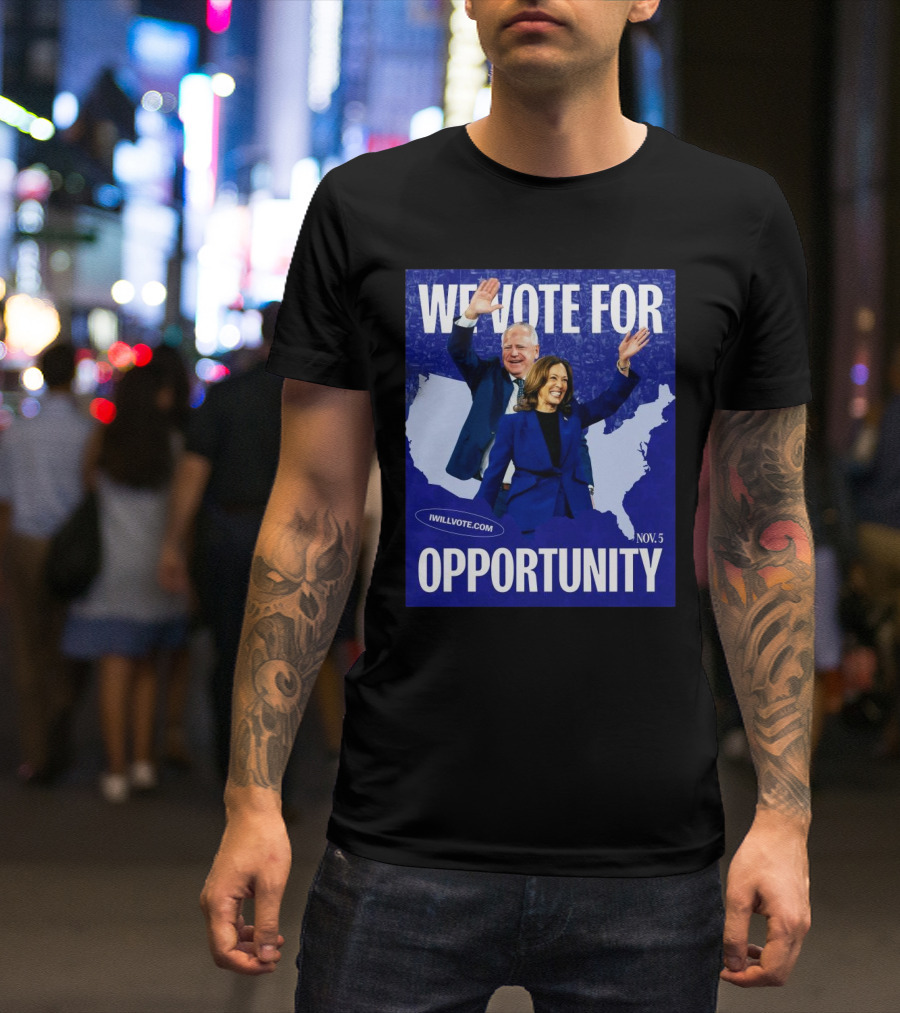 Kamala Walz We Vote For Opportunity 2024 Nov. 5 IWillVote.com T-Shirt