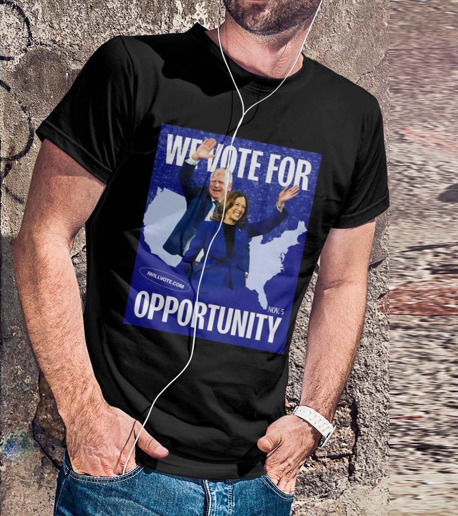Kamala Walz We Vote For Opportunity 2024 Nov. 5 IWillVote.com T-Shirt