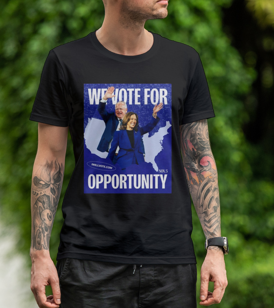 Kamala Walz We Vote For Opportunity 2024 Nov. 5 IWillVote.com T-Shirt