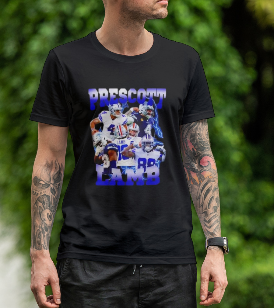 Prescott Lamb Dallas Cowboys Football Stars Collage T-Shirt