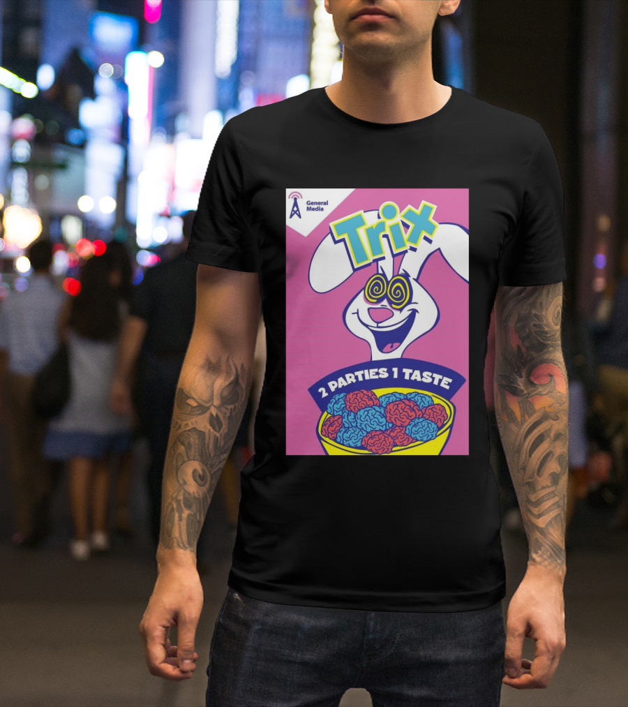 Trix Cereal Bunny With Swirled Eyes And Brain Bowl 2 Parties 1 Taste General Media T-Shirt