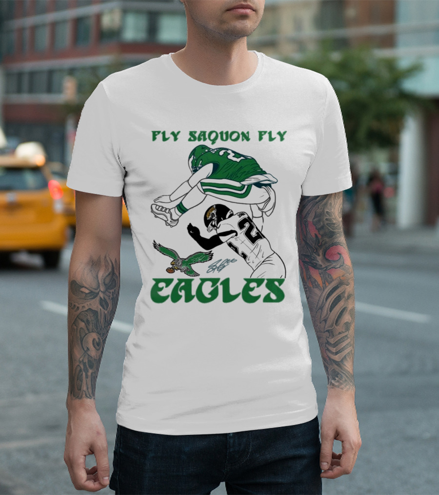 Fly Saquon Fly Eagles Reverse Hurdle Saquon Barkley Jarrian Jones T-Shirt