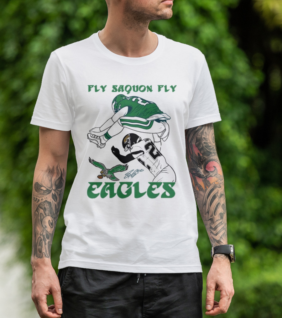 Fly Saquon Fly Eagles Reverse Hurdle Saquon Barkley Jarrian Jones T-Shirt