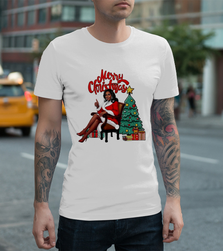 Merry Christmas Kamala Harris Chair Thumbs Up Christmas Tree Gifts T-Shirt