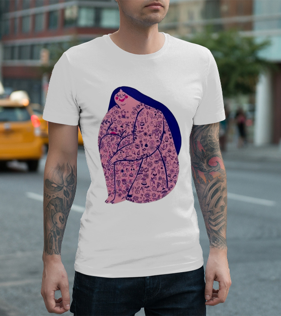 Marie Boiseau Tatouée Pink Figure With Detailed T-Shirt