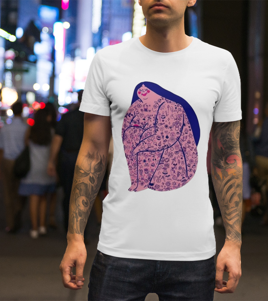 Marie Boiseau Tatouée Pink Figure With Detailed T-Shirt